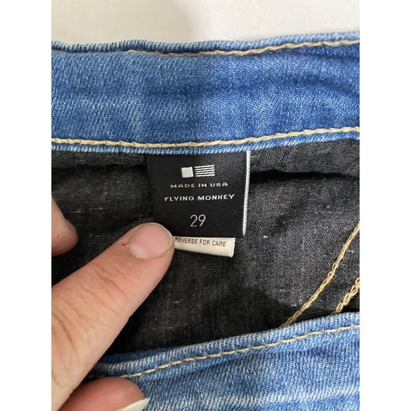 Flying Monkey Women’s Jeans Platinum distressed USA Size tag 29 Actual 36" - Picture 5 of 9